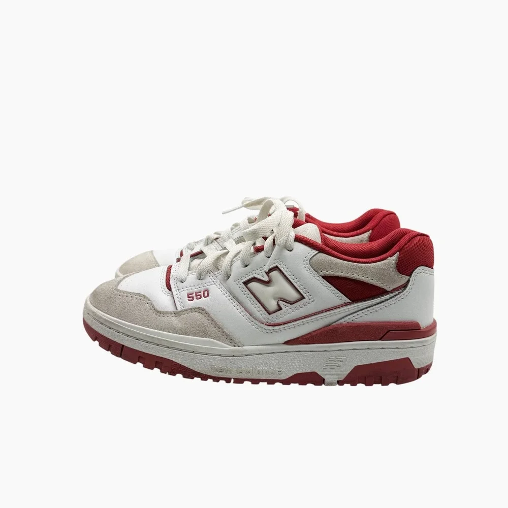 New Balance 550 Men's‎ White Red Suede Leather Low Top Sneakers Size 7